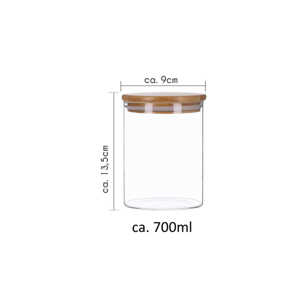 TP 4er Set Vorratsglas mit Bambusdeckel und 8 Kreidetafel- Sticker (4 x 700ml) - Image 4