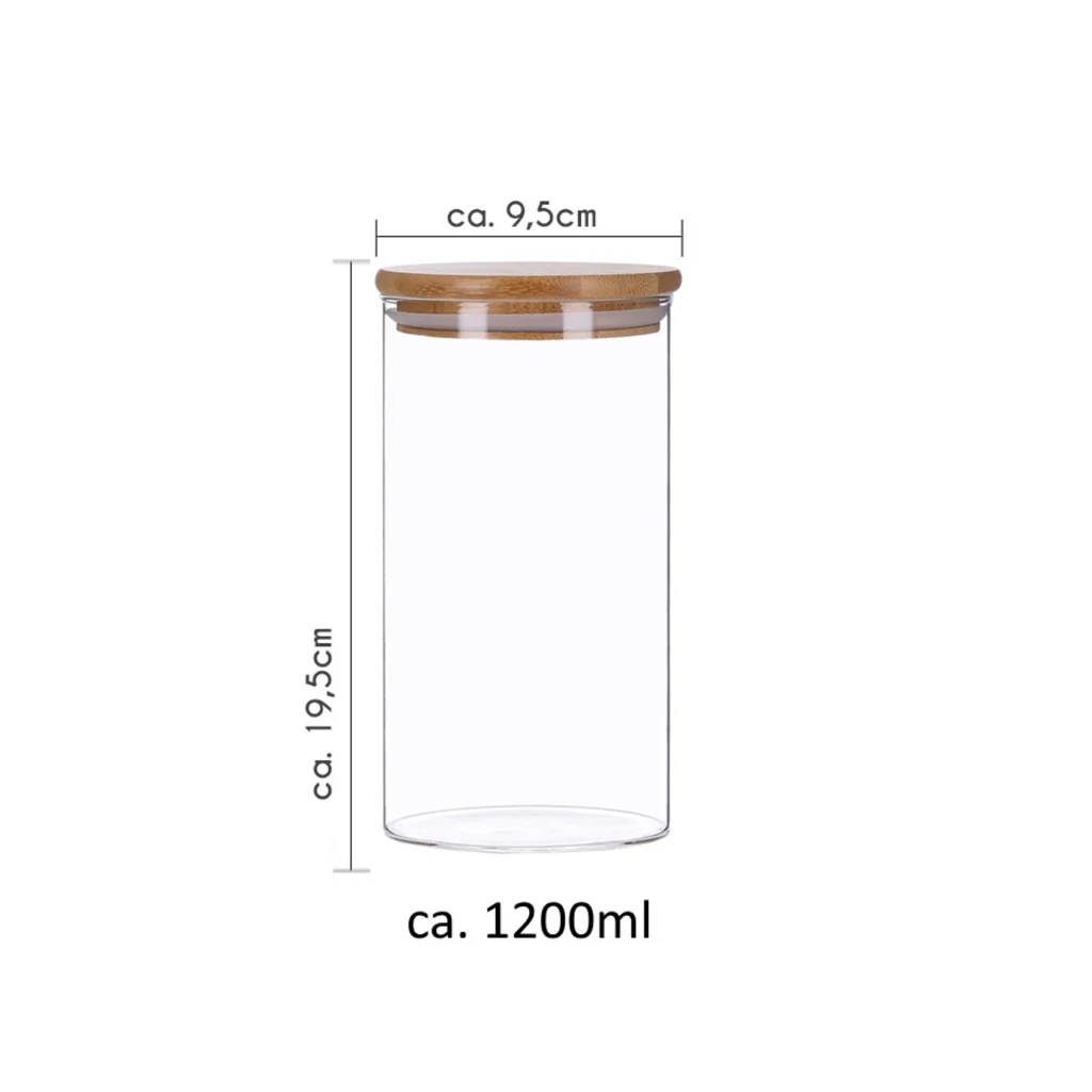 TP 4er Set Vorratsglas mit Bambusdeckel und 8 Kreidetafel- Sticker (4 x 1200ml) - Image 4