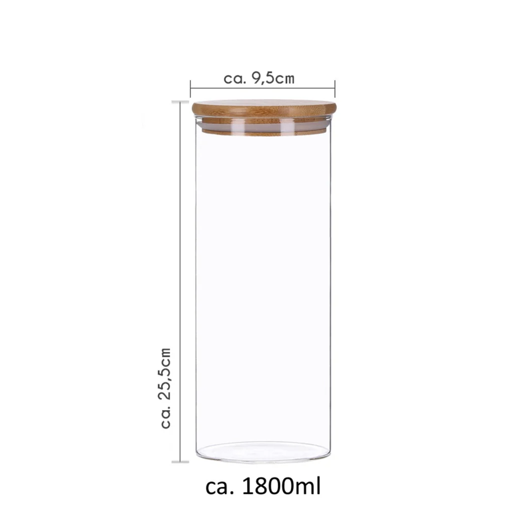 TP 4er Set Vorratsglas mit Bambusdeckel und 8 Kreidetafel- Sticker (4 x 1800ml) - Image 4