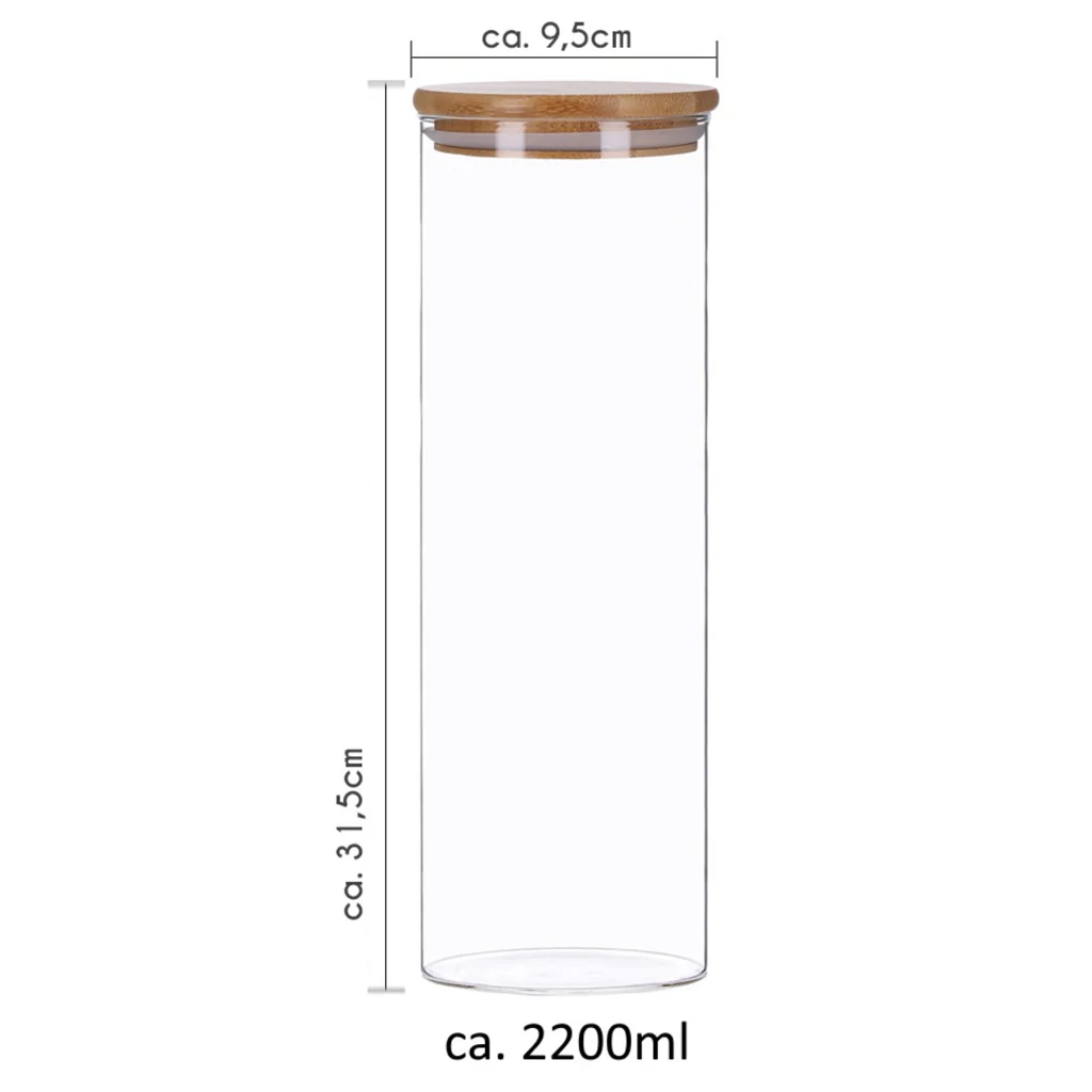 TP 4er Set Vorratsglas mit Bambusdeckel und 8 Kreidetafel- Sticker (4 x 2200ml) - Image 4