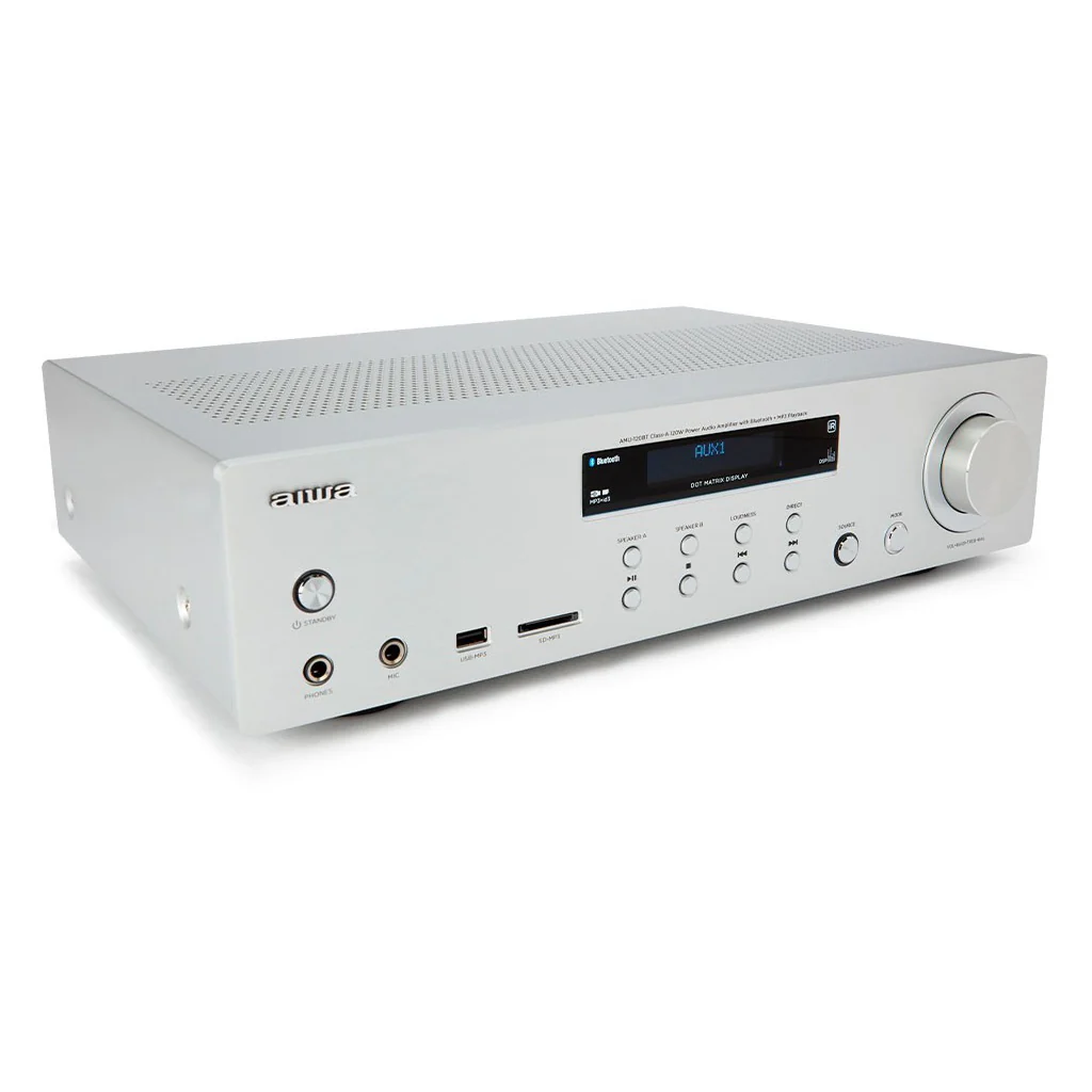 Aiwa AMU-120BT SR Verstärker Stereo, BT, USB, SD-MP3 Silber - Image 2