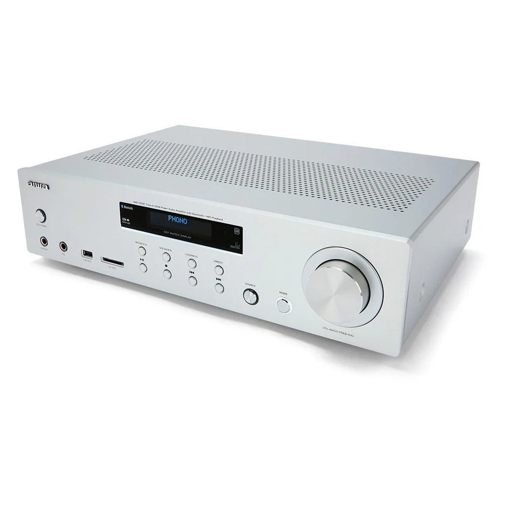 Aiwa AMU-120BT SR Verstärker Stereo, BT, USB, SD-MP3 Silber - Image 3