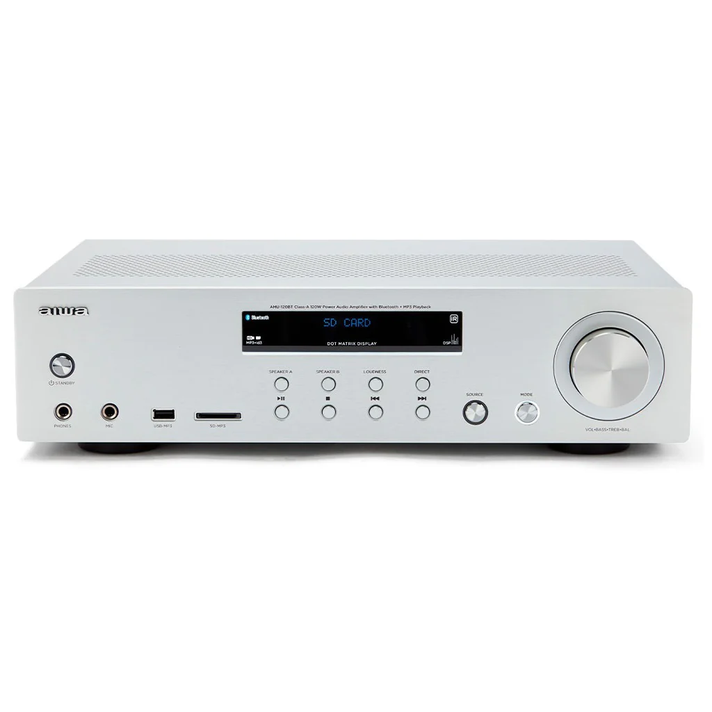 Aiwa AMU-120BT SR Verstärker Stereo, BT, USB, SD-MP3 Silber - Image 4