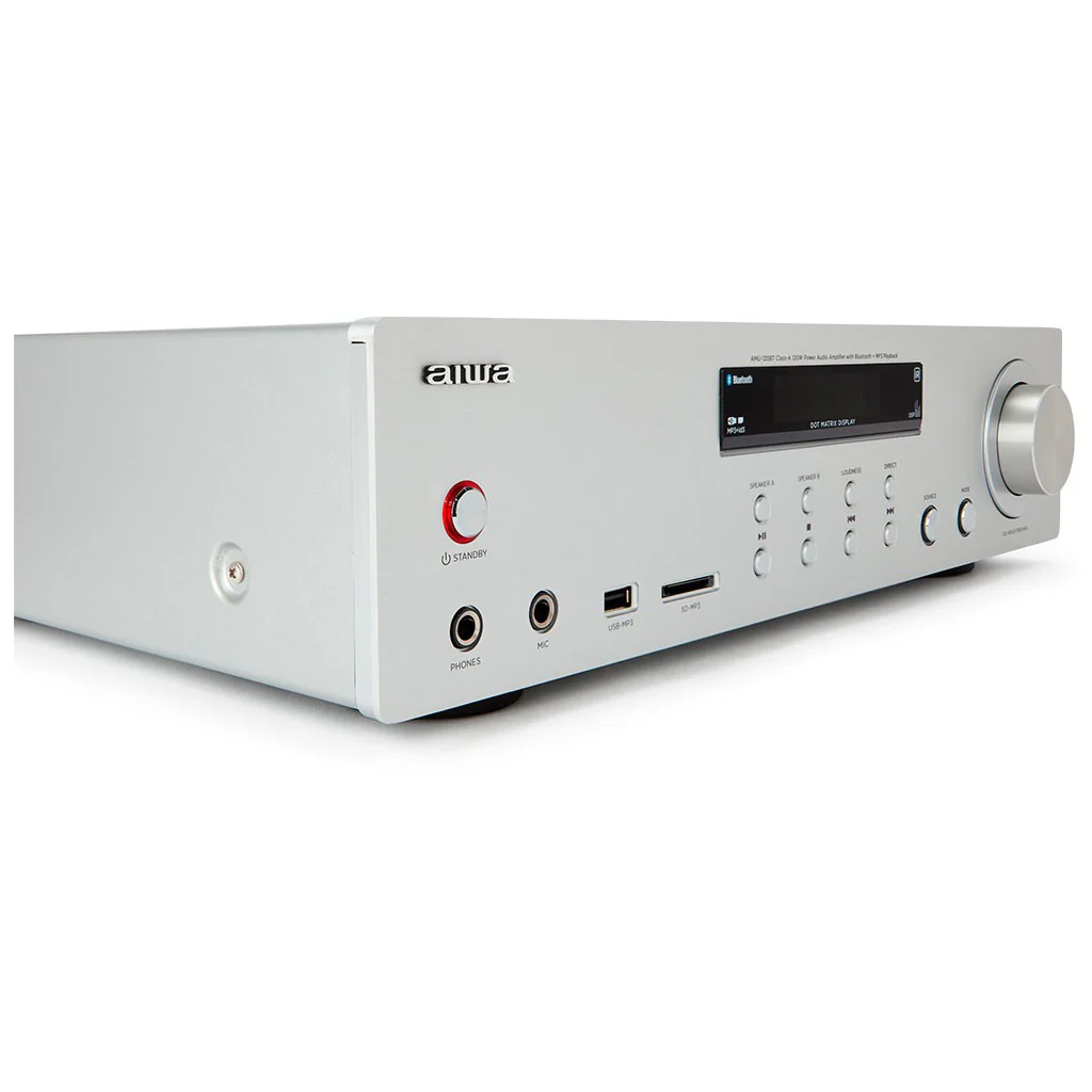 Aiwa AMU-120BT SR Verstärker Stereo, BT, USB, SD-MP3 Silber - Image 6