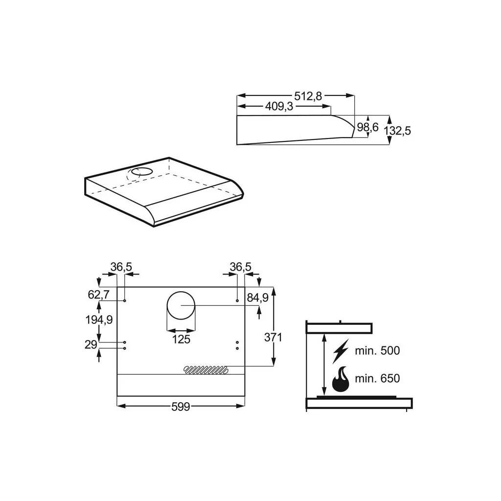 Electrolux AEG MDA UB-Haube 3Stufen,Serie2 DUB2610W Lower Easy - Image 3