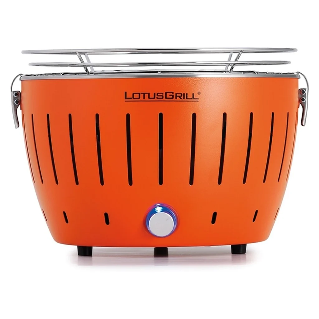 LotusGrill S G280 Holzkohlegrill mit Lüfter mit USB Mandarinenorange