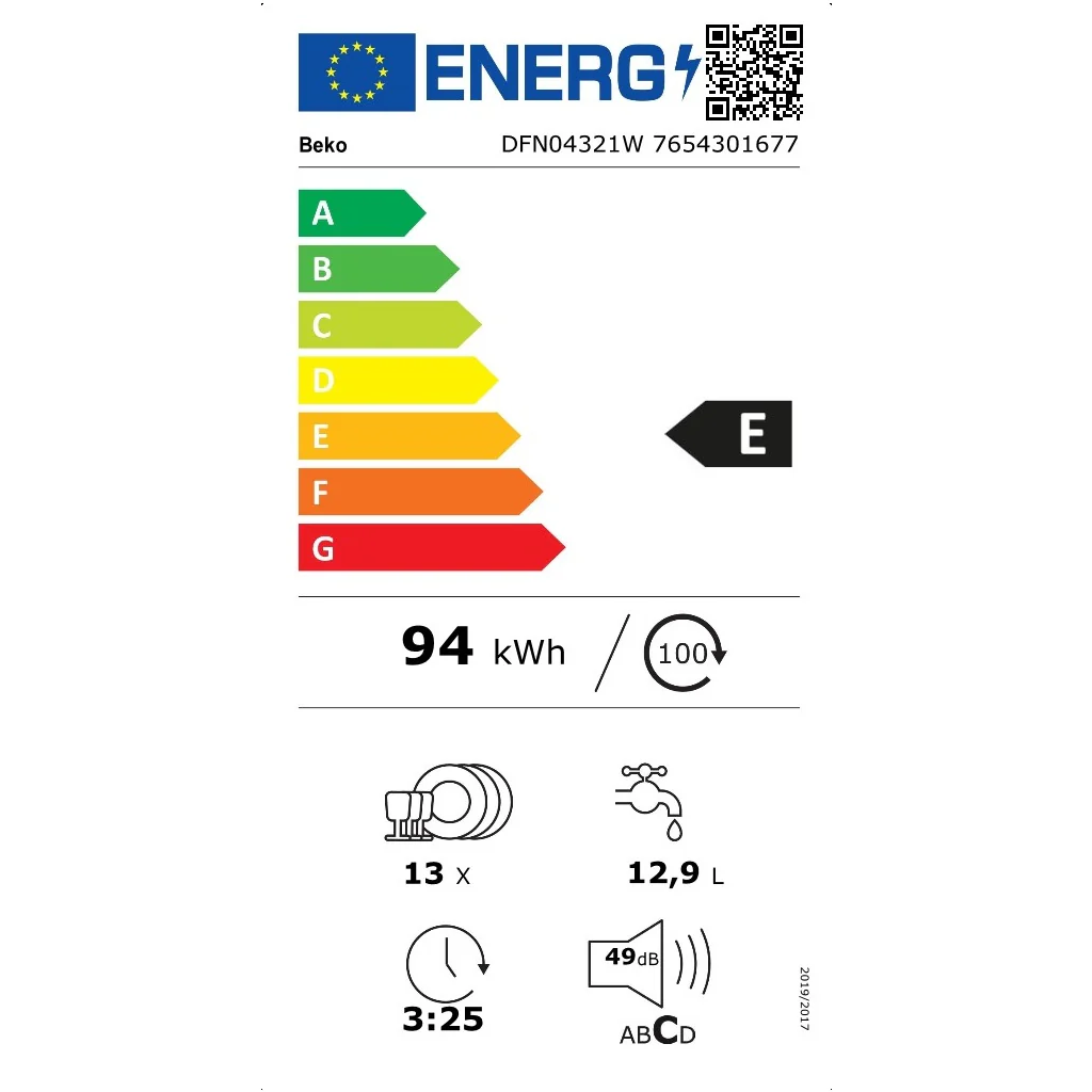 Beko DFN04321W Geschirrspüler freistehend 60cm 13 Maßgedecke E - Image 6