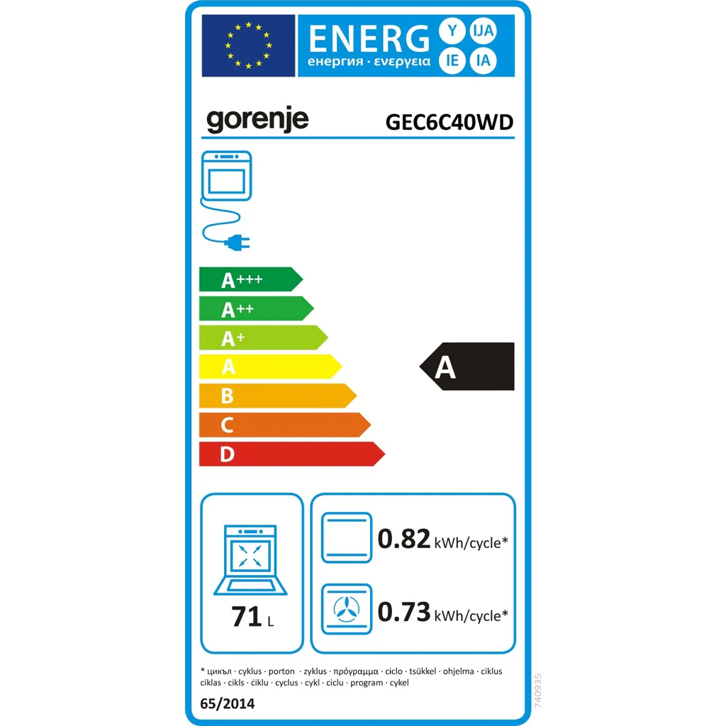 Gorenje Elektroherd Umluft,71L GEC6C40WD - Image 2