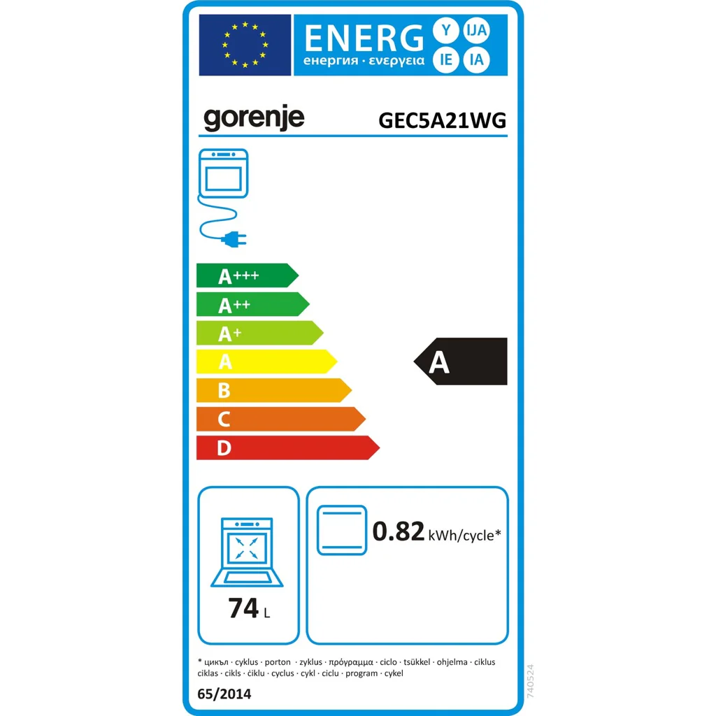 Gorenje GEC5A21WG Freistehender Herd 74 l Elektro Keramik Weiß A - Image 2