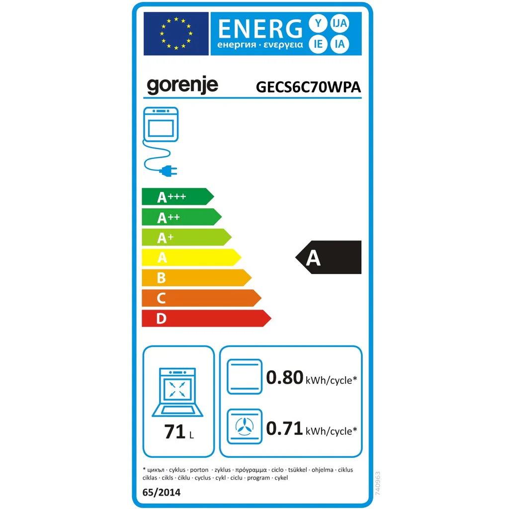Gorenje Elektroherd Heißluft,71L GECS6C70WPA - Image 2