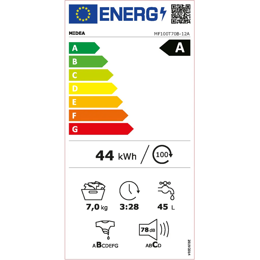 Midea Europe Waschautomat Toplader 7kg,1200Upm MF100T70B-12A - Image 3