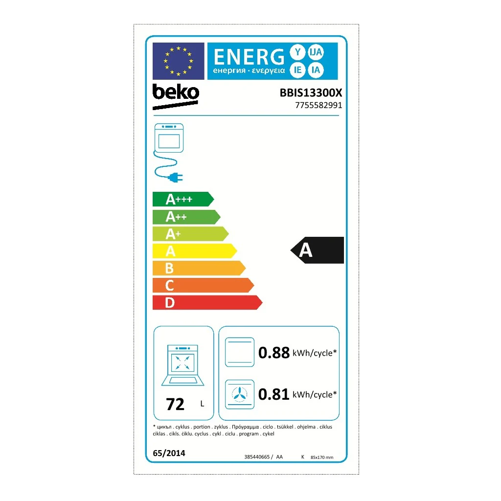 Beko BBIS13300X Einbau-Backofen 72L 2600W 60cm Edelstahl, Schwarz - Image 6