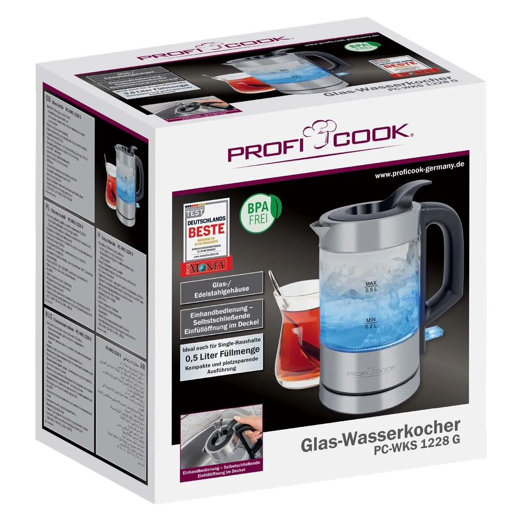 ProfiCook Glas-Wasserkocher 0,5L PC-WKS 1228 G inox - Image 4