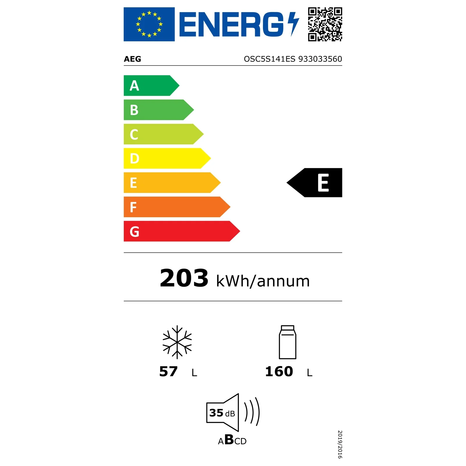 AEG OSC5S141ES Einbau-Kühl/Gefrierkombination Integriert mit Schlepptür 217 l E in weiß - Image 4