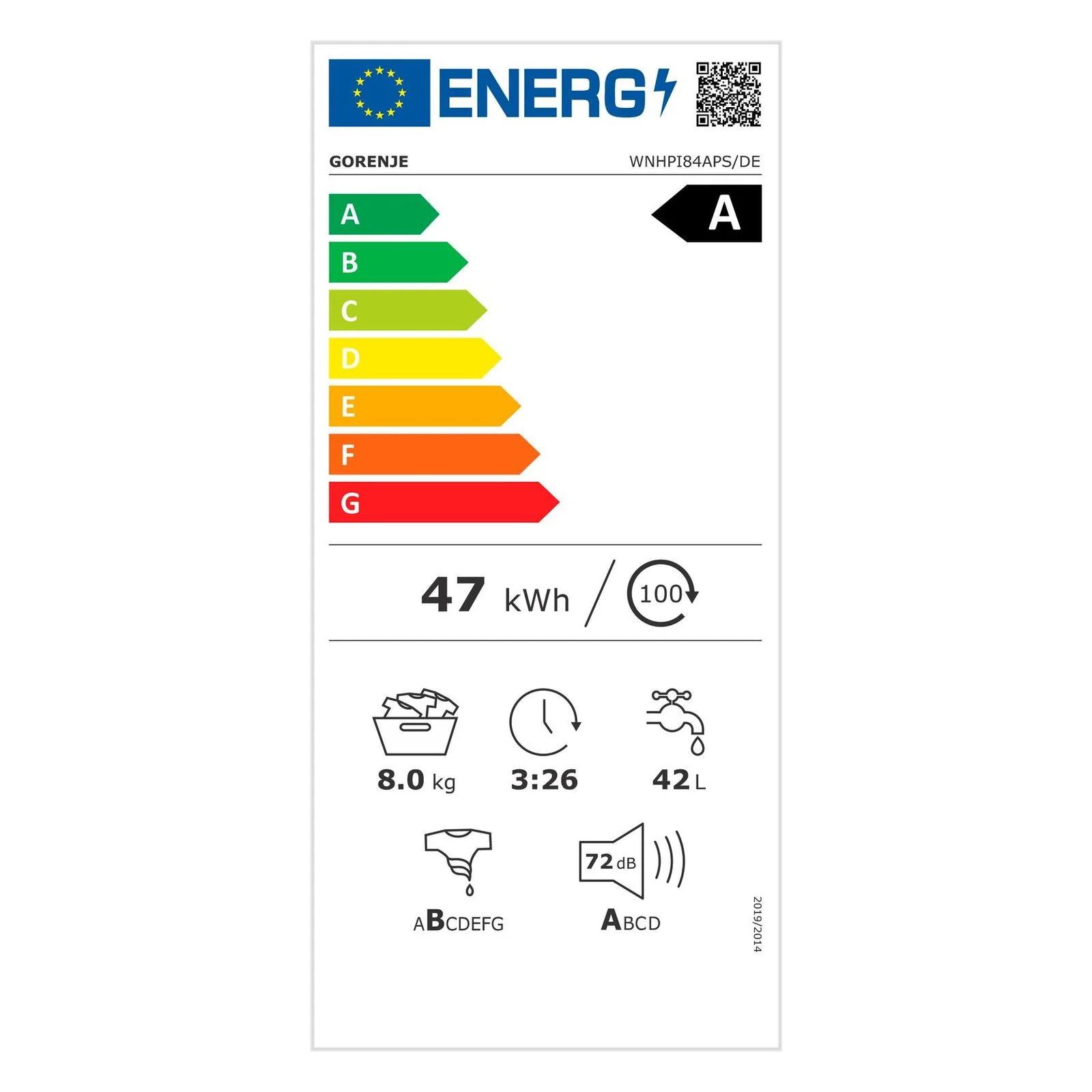 Gorenje WNHPI84APS/DE Waschmaschine Frontlader 8kg 60cm 1400U/min Weiß - Image 4