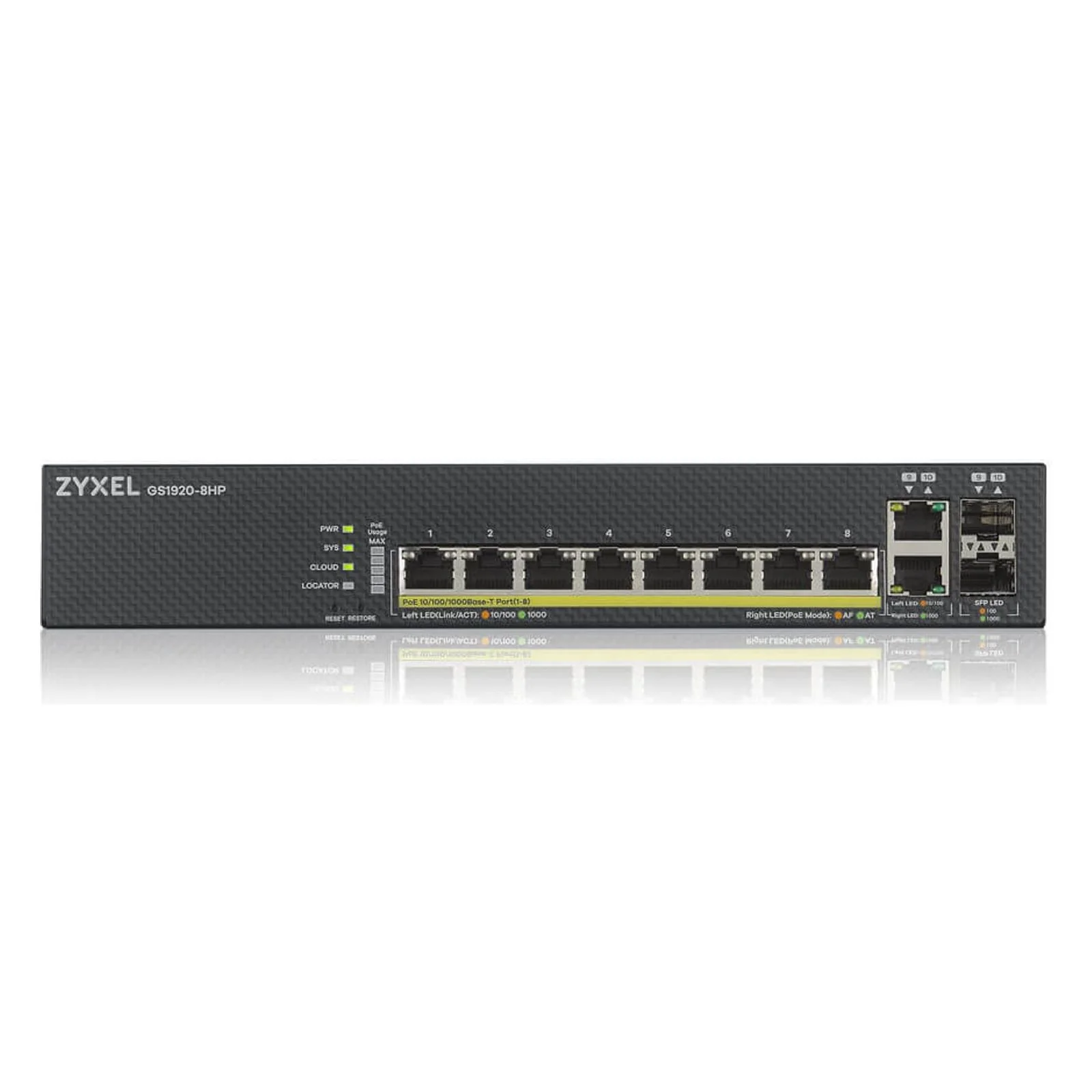 Zyxel GS1920-8HPV2 Managed Gigabit Ethernet (10/100/1000) Power over Ethernet (PoE) Schwarz - Image 2