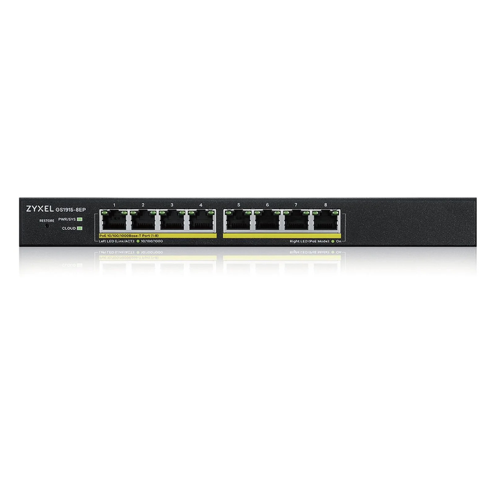 Zyxel GS1915-8EP Managed L2 Gigabit Ethernet (10/100/1000) Power over Ethernet (PoE) Schwarz