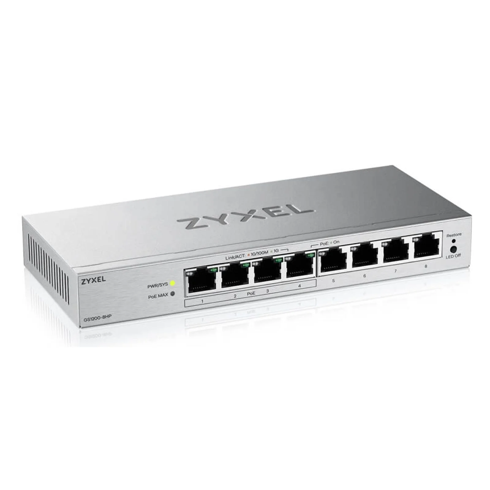 Zyxel GS1200-8HPV3 Managed L2 Gigabit Ethernet (10/100/1000) Power over Ethernet (PoE) Desktop - Image 2