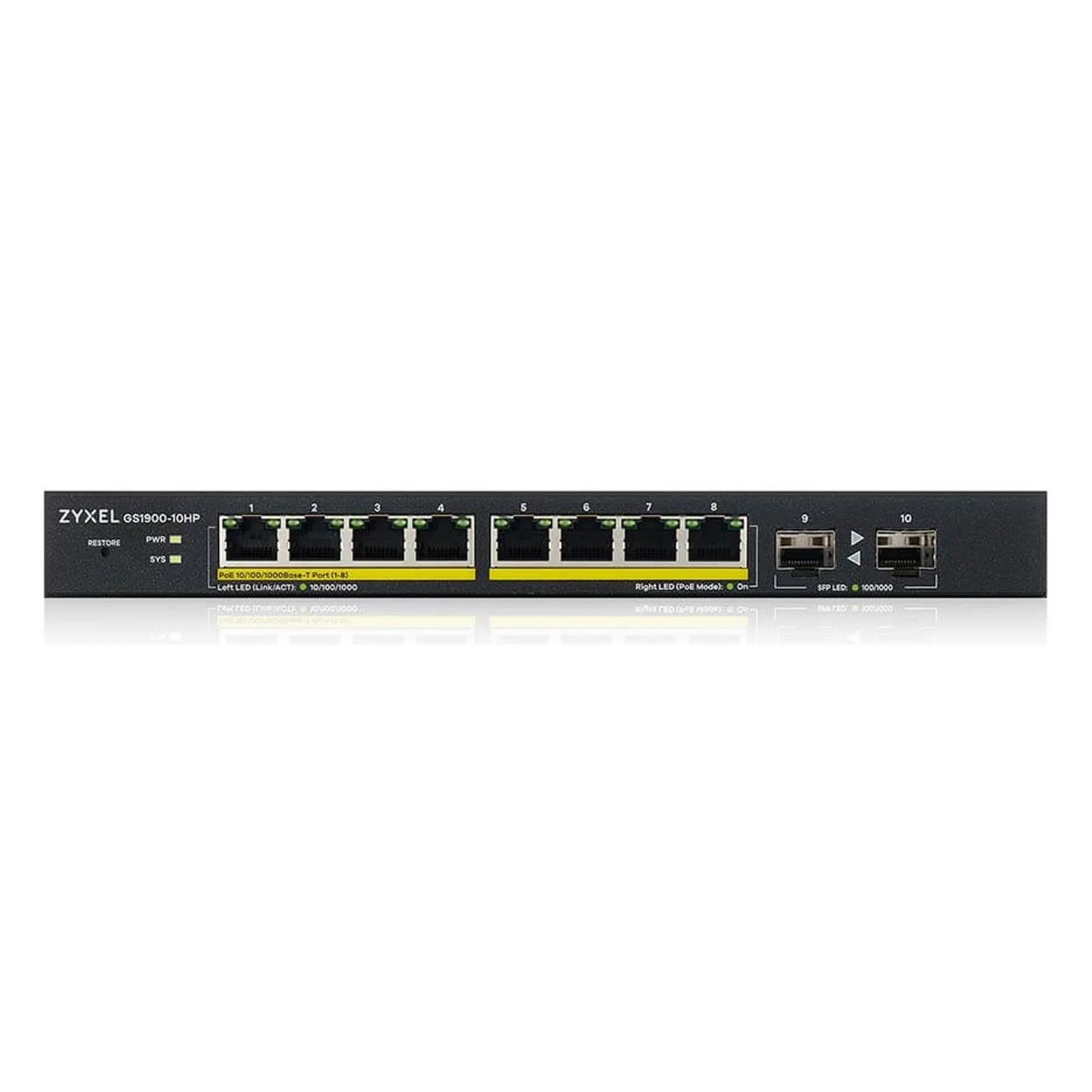 Zyxel GS1900-10HP Managed L2 Gigabit Ethernet (10/100/1000) Power over Ethernet (PoE) Schwarz - Image 3