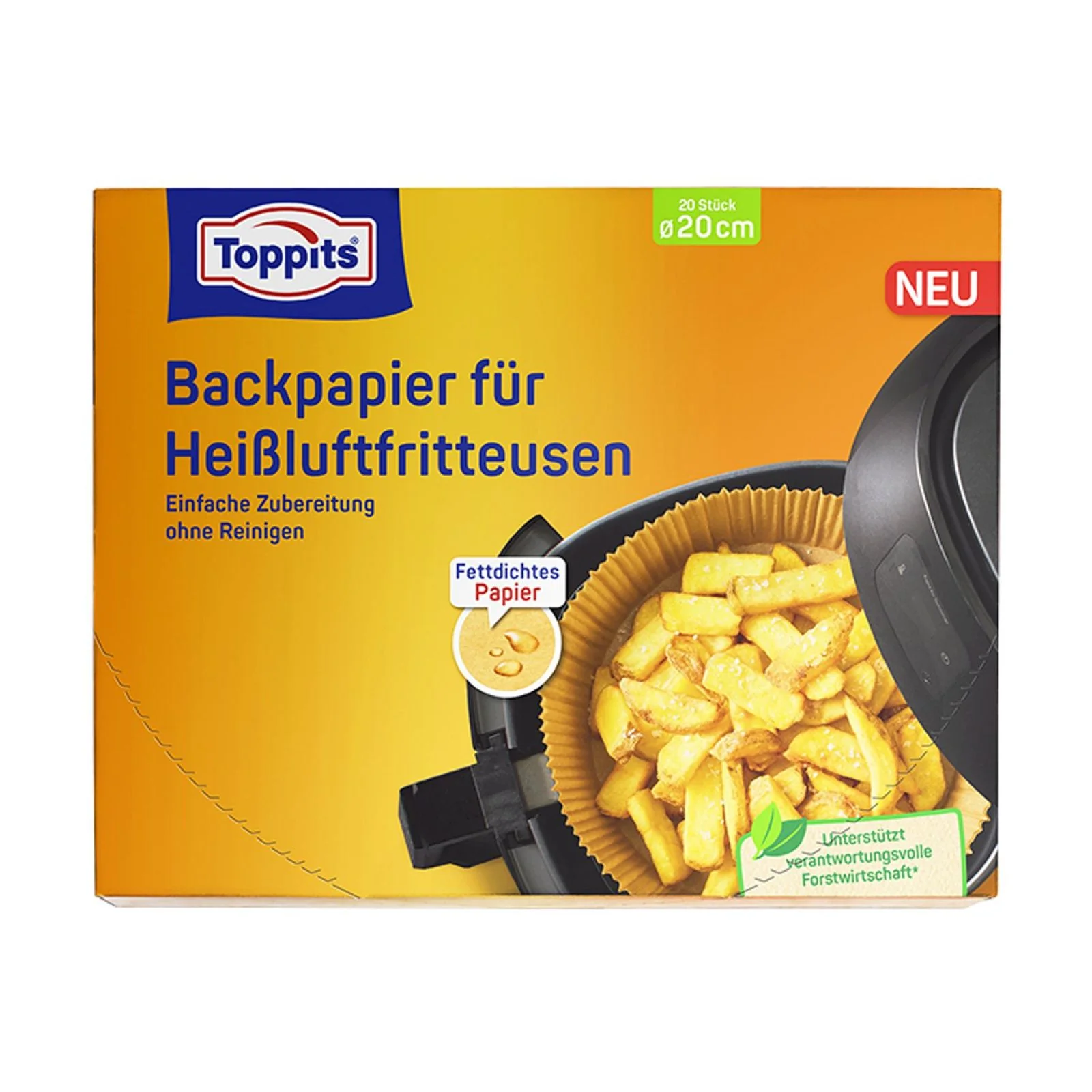 Toppits Backpapier für Heißluftfritteusen 20cm braun (20 Stück)
